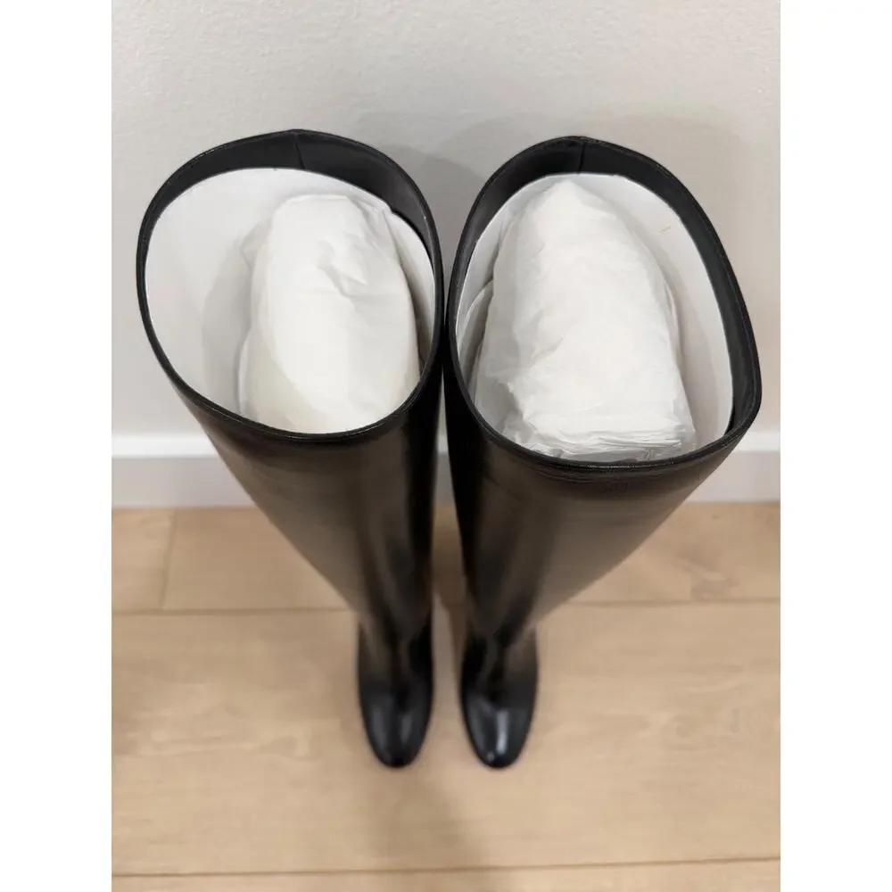 Christian Louboutin Janitta 85 Black Leather Knee High Block Heel Boot 40 - Picture 15 of 16